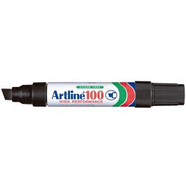 Rotulador Artline Marcador Permanente 100 Negro -Punta Biselada 6 unidades