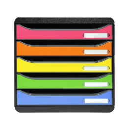 Exacompta Fichero Cajones Sobremesa Big-Box Plus Classic Iderama Arlequín 5 Cajones Multicolores 330x350x245 mm