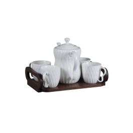 DKD Home Decor Set de 6 Piezas Pengjia 25 Tazas de Porcelana y Bambú Blanco/Marrón Oscuro 23x19x28 cm Precio: 25.5899996. SKU: B1BCSX2WLZ