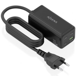 Aisens ASCH-100W4P054-BK Cargador Sobremesa GaN 100W con 3xUSB-C y 1xUSB-A, Carga Rápida PD QC para Portátiles y Móviles, Negro Aisens ASCH-100W4P054-BK Cargador Sobremesa GaN 100W con 3xUSB-C y 1xUSB-A, Carga Rápida PD QC para Portátiles y Móviles, Negro