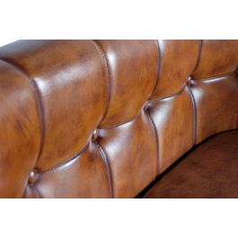 Giner y Colomer Sofá en Cuero Natural con Estructura de Metal Marrón