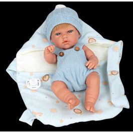 Muñecas Arias Muñeca Elegance 30 cm Natal Azul con Portabebé (Cuerpo Vinilo, Niño)