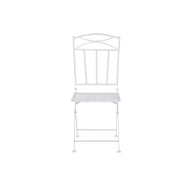 DKD Home Decor Mesa Terraza y Jardín Blanco Hierro Plegable Hojas Set de 3 60 x 60 x 70 cm
