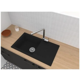 Stradour EINNA - 06 Fregadero de Cocina, 1 Tazón, Negro Paillette SMC, 78 x 43.5 cm, Vaciado Manual