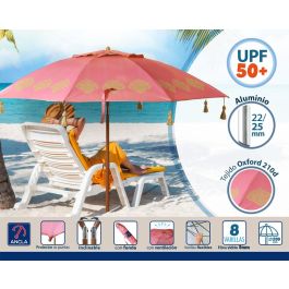 Atosa Sombrilla de Playa de Aluminio, UPF 50+, Rosa, 200 cm, Orientable