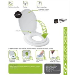 Gelco Asiento de inodoro para adulto y niño, doble aro con freno de caída, sujeción universal, polipropileno, blanco, aro niño magnético Gelco Asiento de inodoro para adulto y niño, doble aro con freno de caída, sujeción universal, polipropileno, blanco, aro niño magnético