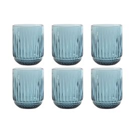 DKD Home Decor Vaso de Cristal Azul Rayado 275ml - Set de 6 Vasos Apto para Microondas y Lavavajillas 7.5x9.5x7.5 cm Precio: 12.50000059. SKU: B149ZRGVFG