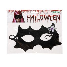 Antifaz Negro Brillante Con Araña Plateada Para Halloween