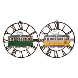 DKD Home Decor Reloj de Pared Vintage Tranvía Amarillo Verde Metal 49.5 x 48 x 3.5 cm (2 Unidades) Precio: 45.33144. SKU: S3037744