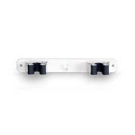 Inofix Colgador doble para escobas 3033-2-000, metal blanco con tornillos incluidos