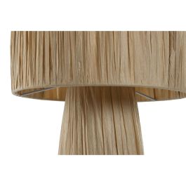 DKD Home Decor Lámpara de Sobremesa Urban con Pantalla de Rafia, Estructura Metálica, Marrón Claro, 40cm Alto, E27 50W
