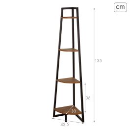 Estantería Max Home Negro Hierro Madera MDF 4 Estantes 30 x 135 x 30 cm