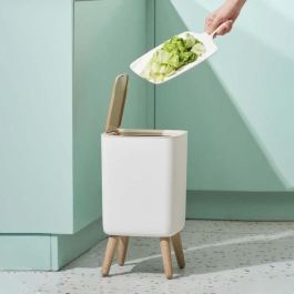 Kitchen Move KIT1700500248820 Papelera de baño con empuje independiente Malmo Square 10L Madera de diseño