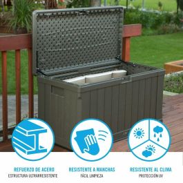 Arcón almacenaje exterior marron lifetime capacidad 440 litros 127x64x67 cm Arcón almacenaje exterior marron lifetime capacidad 440 litros 127x64x67 cm