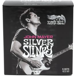 Ernie Ball Cuerdas Guitarra Eléctrica Slinky Silver John Mayer Signature 10.5-47 - Pack 6, Calibres Reforzados