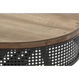 DKD Home Decor Mesa Centro Loft Desmontable de Abeto y Metal con 2 Cajones, Negro Marrón, 120x58x42 cm