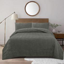 DKD Home Decor Colchas 2 c25 Colcha de Algodón Lavada a la Piedra 120 gsm Estilo Boho Verde 260 x 180 cm (2 Unidades)