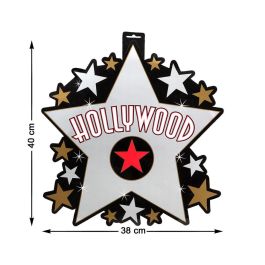 Cartel Decorativo Estrella de Hollywood con Brillantes 38x40 cm - Ideal para Fiestas y Photocalls Precio: 0.69000008. SKU: S1130142