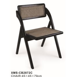 DKD Home Decor Silla Horeca Negro Olmo y Ratan 43 x 89 x 43 cm (2 Unidades)