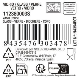 La Mediterranea Vaso Tirso Bands 320 ml - Colección Tirso (48 Unidades)