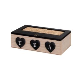 Caja para Infusiones HEARTS Negro Natural Poliresina Madera MDF 24 x 17 x 7 cm Precio: 11.49999972. SKU: B1DWGDFZ8W