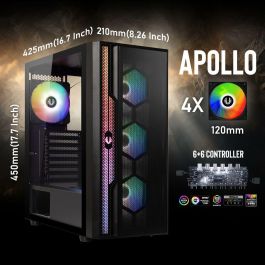 Bitfenix BIT1741675838926 Caja PC Apollo ARGB Semitorre ATX Negra - Sin fuente de alimentación