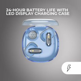 Mars Gaming MHIB2BL Auriculares Inalámbricos Bluetooth 5.4 Intraurales Azules con Micrófono, Estuche de Carga con Pantalla y 24h Autonomía