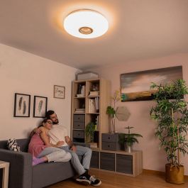 Innovagoods V0103688 Plafón LED Circular con Altavoz Bluetooth 5.2 RGB Regulable y Mando + App, Ø 29x7 cm