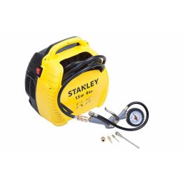 Stanley AIR KIT Compresor de aire 1.5 HP sin tanque coaxial sin aceite ultracompacto portátil con kit de inflado, pistola y manguera