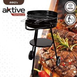 Barbacoa de Carbón con Ruedas Aktive Aluminio Metal esmaltado textileno 42 x 76,5 x 42 cm Negro