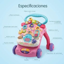 Andador comienzandar 2 en 1 rosa con patas plegables, panel extraíble, luces y sonidos 46x33x45 cm Andador comienzandar 2 en 1 rosa con patas plegables, panel extraíble, luces y sonidos 46x33x45 cm
