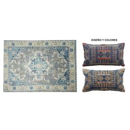 DKD Home Decor Alfombra Árabe Geométrica de Algodón Poliéster Azul Naranja 180x120 cm 715 gsm Colección Josta (2 Unidades) Precio: 57.7533. SKU: S3037974