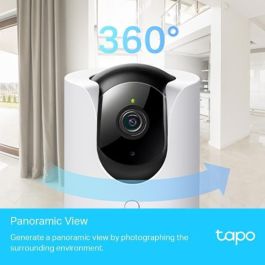 TP-Link Tapo C225 Cámara de Seguridad Wi-Fi Interior Panorámica con Visión Nocturna, Detección IA de Personas y Mascotas, Audio Bidireccional, Visión 2K QHD