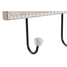 DKD Home Decor Perchero Pared Rk 22 Estilo Indio Folk Multicolor Blanco Mango y Cerámica 48.5 x 5 x 17.5 cm (2 Unidades)