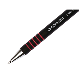 Q-connect Bolígrafo Retráctil con Grip, Punta 0.7 mm, Tinta Roja