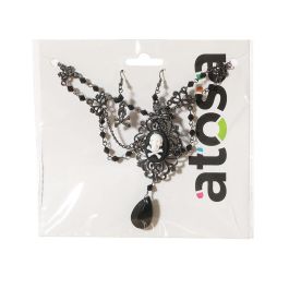 Set Collar y Pendientes Negros para Disfraz de Bruja Halloween - Accesorio Fiesta Temática