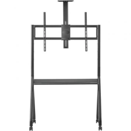 AISENS FT86FE-369 Soporte de Suelo para TV de 100" con Ruedas y Bandeja, Soporte de Pantalla Interactivo, VESA 900x600mm, Carga 120kg, Altura Ajustable