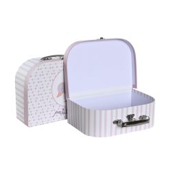DKD Home Decor Caja Maletín Infantil Patito Lindo 23 Set de 3 Rosa Multicolor para Decoración y Almacenamiento 9.5x20x28 cm