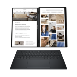 ASUS Zenbook Duo OLED UX8406CA-PZ009W - Portátil 14" WQXGA+ 120Hz, Intel Core Ultra 9, 32GB RAM, 2TB SSD, Arc 140T, Windows 11 Home, Gris Tintero - Teclado QWERTY español