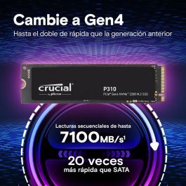 Crucial Disco Duro Interno SSD 4TB M.2 2280 NVMe PCIe 4.0 7100 MB/s Lectura 6000 MB/s Escritura