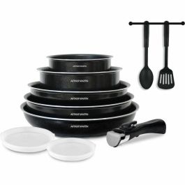 Arthur Martin ART3508510045735 Batería de Cocina 10 Piezas Aluminio, Compatible con Todo Excepto Inducción, Negro