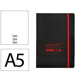 Cuaderno Con Gomilla Antartik Notes Tapa Blanda A5 Hojas Lisas Negro Y Rojo 80 Hojas 80 gr Fsc