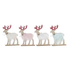 Figura Navidad Alpina DKD Home Decor Beige Rosa 5 x 16 x 23 cm (4 Unidades)