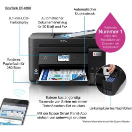 Epson ET-4850 EcoTank Impresora Multifunción 4 en 1 Tinta A4 ADF Dúplex Wi-Fi LAN