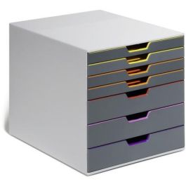 Durable Módulo 7 Cajones Varicolor, Plástico ABS, Gris/Multicolor, 760758
