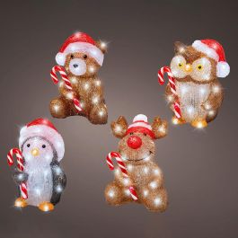 Lumineo Muñecos navideños con led para exterior a pilas, modelos surtidos 491338 - Oso, pingüino, reno y búho