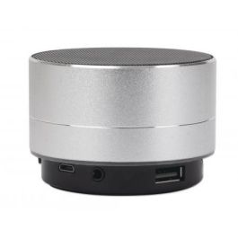 MANHATTAN Altavoz Bluetooth LED Metálico con Luz de Colores, Controles, USB-A, MicroSD y 3.5mm, Plata