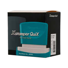 X'stamper Sello Quix Personalizable Q-16, Color Azul, Medidas 36x61 mm, Consumible Máquina Sellos, Resistente al Agua, 6000 Impresiones