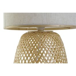 DKD Home Decor Lámpara de Sobremesa Urban, Marrón Natural, de Bambú y Poliéster con Pantalla de Tela, Bombilla E27, 32x49x32 cm