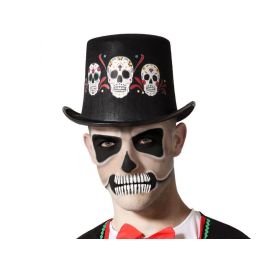 Sombrero Chistera Negro con Calaveras para Día de los Muertos - Accesorio para Disfraces de Catrina o Mariachi Precio: 1.9499997. SKU: B16NBJ9YMS